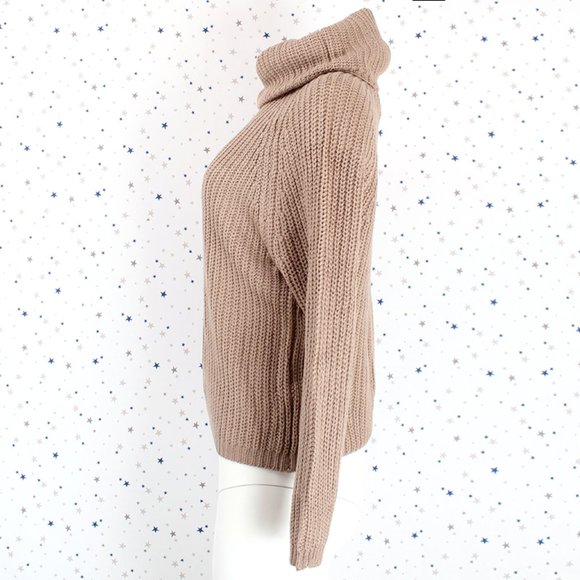 Raglan Long Sleeve Turtle Neck Knit Sweater Khaki - Picture 3 of 7